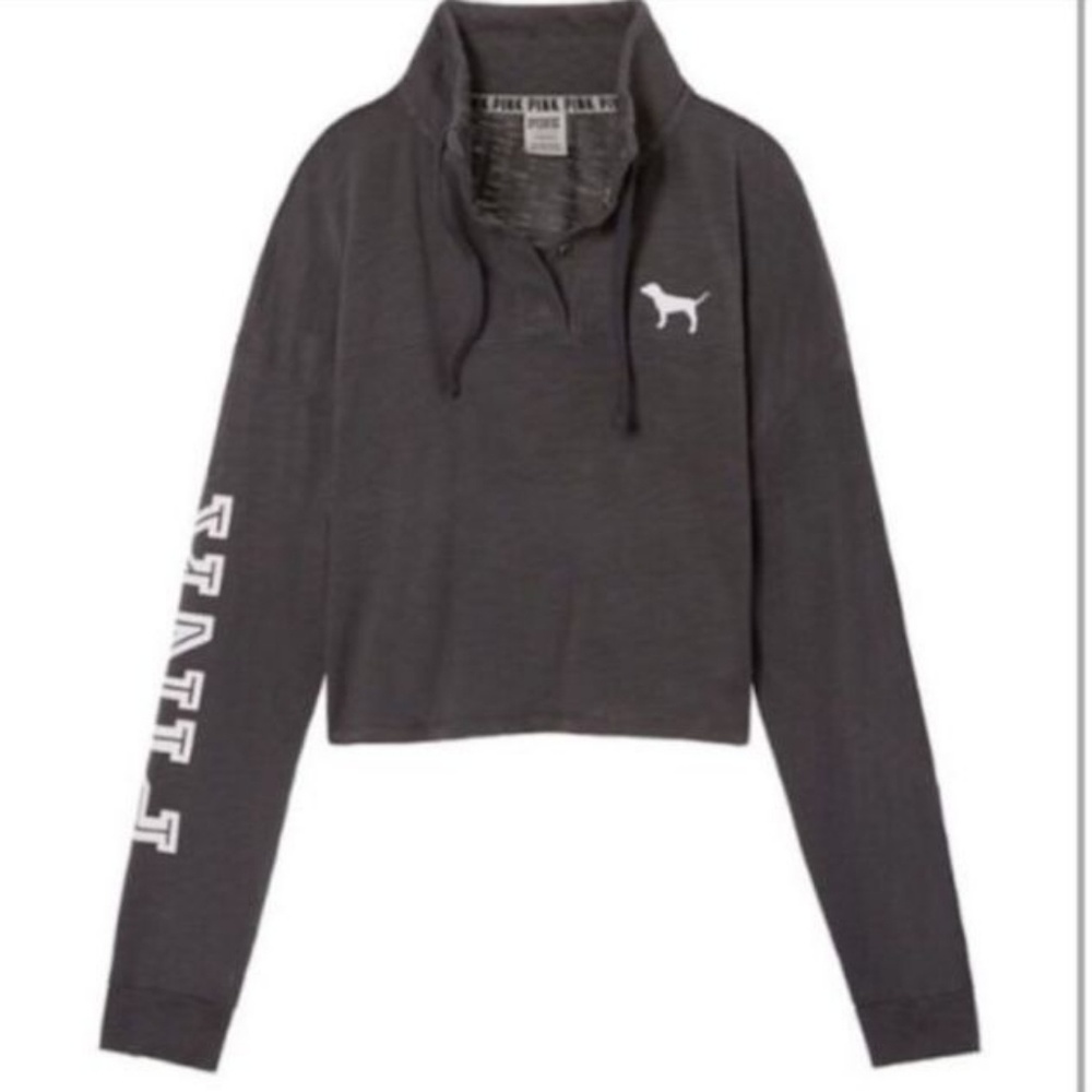 Victoria Secret Quarter Snap Cropped Varsity Sweat